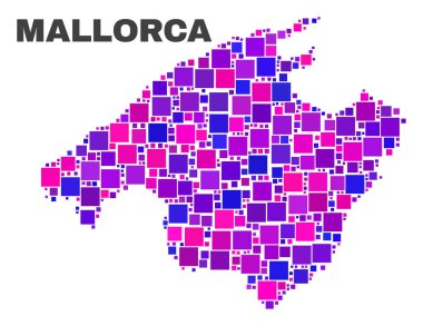 Kare öğeleri mozaik Mallorca Haritası
