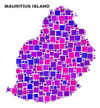 Kare öğeleri mozaik Mauritius Adası Haritası