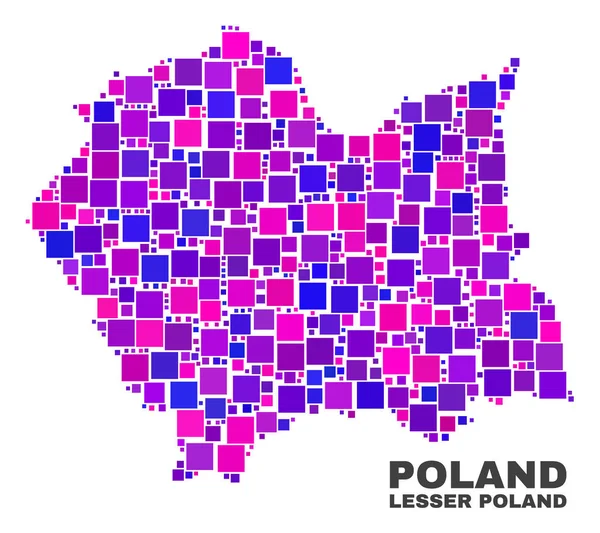 Mozaïek mindere Polen Poolse kaart van vierkante Items — Stockvector