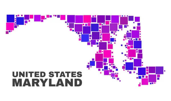 Mosaik Maryland State karta över torget objekt — Stock vektor