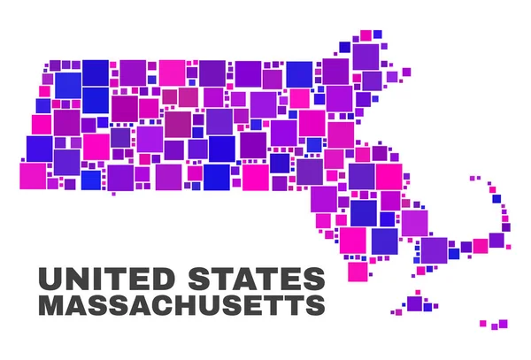 Mosaik Massachusetts State karta över torget element — Stock vektor