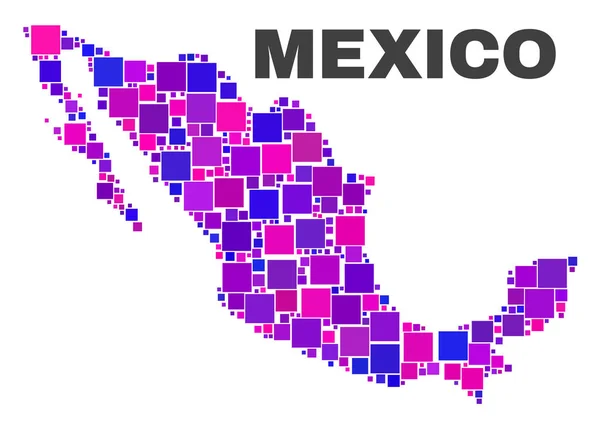 Mosaico México Mapa da Praça Artigos — Vetor de Stock