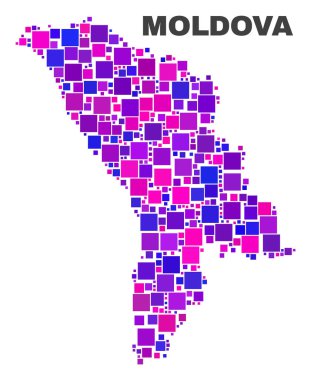 Kare öğeleri mozaik Moldova Haritası