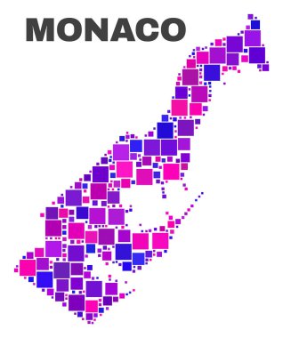 Kare öğeleri mozaik Monako Haritası