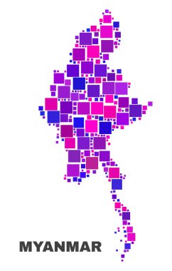 Kare öğeleri mozaik Myanmar Haritası
