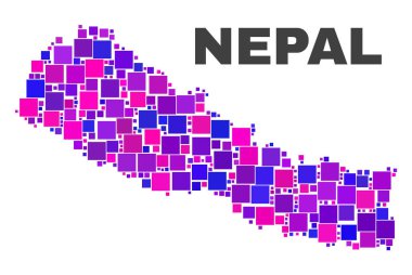 Kare öğeleri mozaik Nepal Haritası