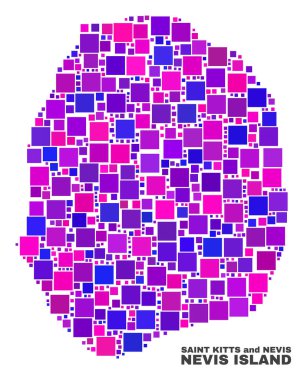 Kare öğeleri mozaik Nevis Adası Haritası
