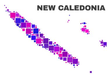 Kare öğeleri mozaik Yeni Kaledonya Adaları Haritası