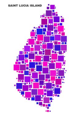 Kare öğeleri mozaik Saint Lucia Adası Haritası