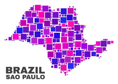Kare öğeleri mozaik Sao Paulo devlet Haritası