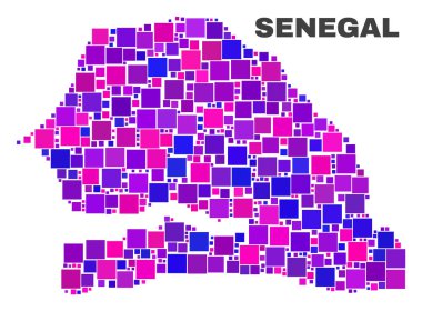 Kare öğeleri mozaik Senegal haritası
