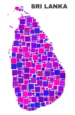 Kare öğeleri mozaik Sri Lanka Haritası