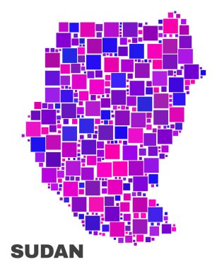 Kare öğeleri mozaik Sudan Haritası