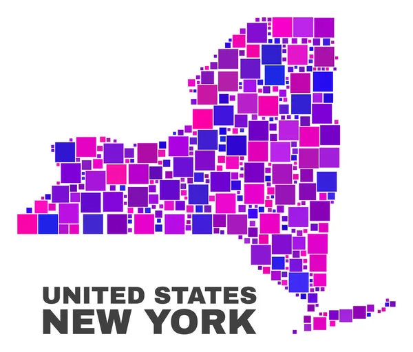 正方形要素のモザイク ニューヨーク州地図 — ストックベクタ