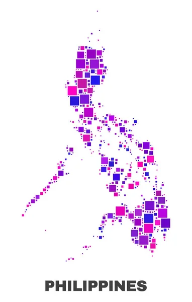 Mosaico Filippine Mappa degli elementi quadrati — Vettoriale Stock