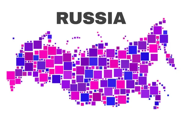 Mosaico Rússia Mapa dos elementos quadrados — Vetor de Stock