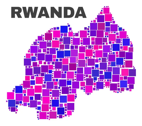 Mosaico de Ruanda Mapa de elementos cuadrados — Vector de stock