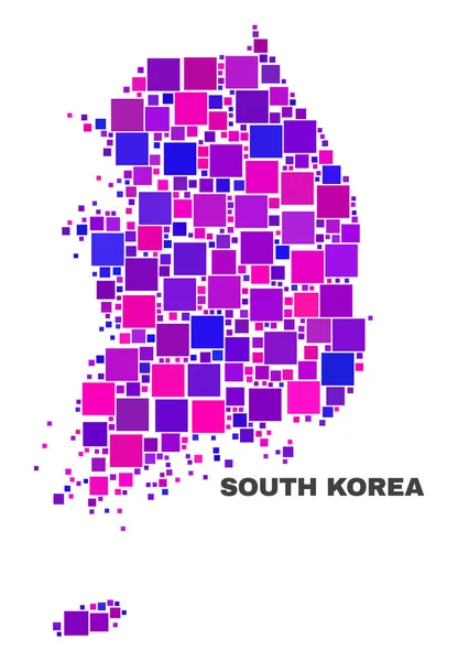 Mosaïque Corée du Sud Carte des éléments carrés — Image vectorielle