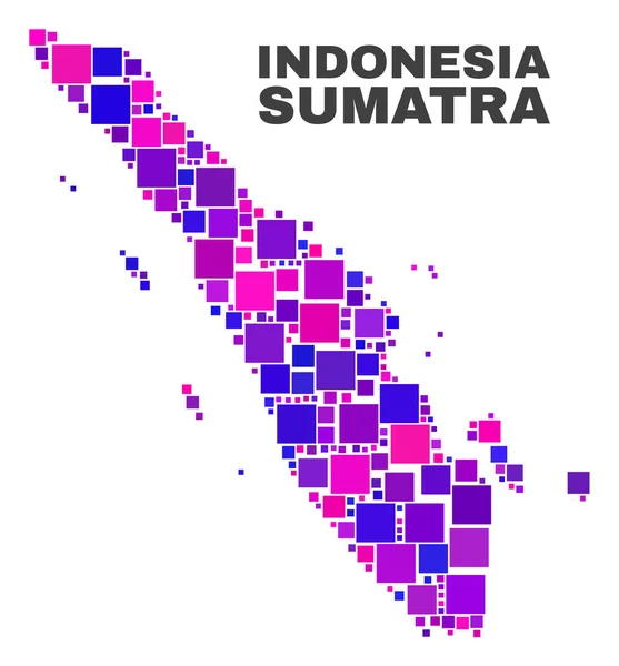 Mapa mozaika Sumatra kwadratowych elementów — Wektor stockowy