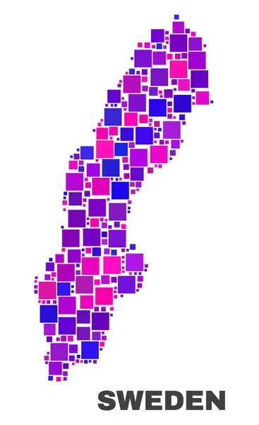 Mozaika Švédsko mapa čtvereček prvků — Stockový vektor