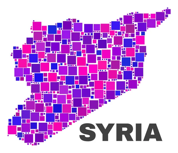Mapa mozaika Syrii kwadratowych elementów — Wektor stockowy