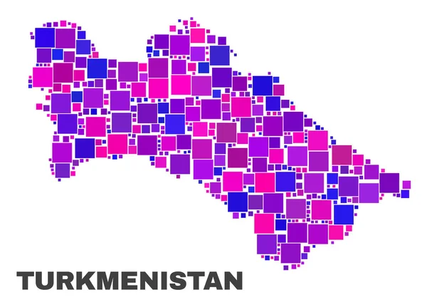 Kare öğeleri mozaik Türkmenistan Haritası — Stok Vektör