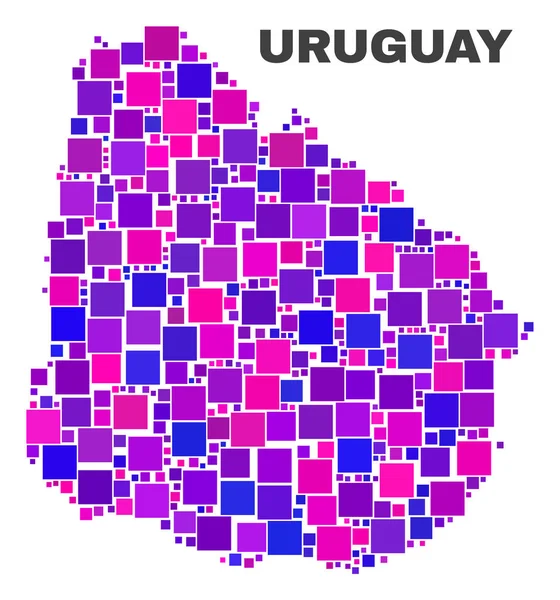 Mosaic Uruguay Mapa de Elementos Cuadrados — Vector de stock