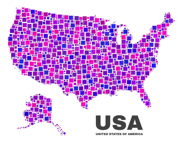 США с картой Аляски квадратными слоями — стоковый вектор