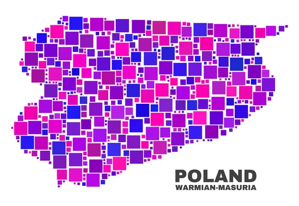 Mozaïek Ermland-Mazurië Poolse kaart van vierkante elementen — Stockvector