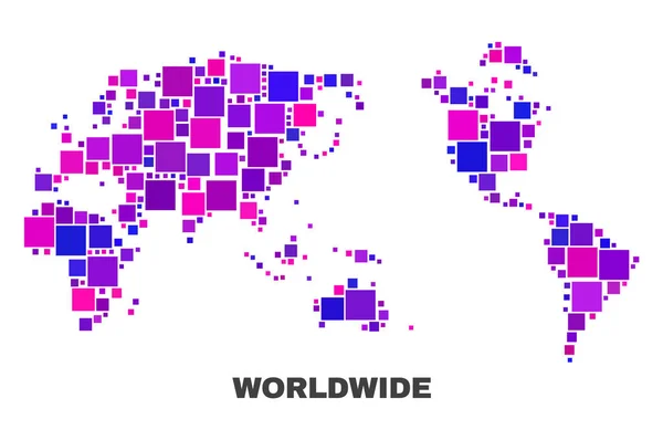 Mosaik weltweite Karte der quadratischen Elemente — Stockvektor