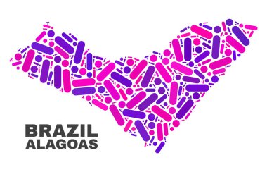 Noktalar ve çizgiler mozaik Alagoas devlet Haritası