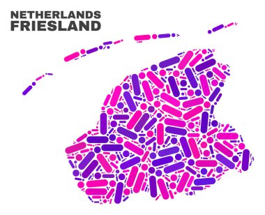 Noktalar ve çizgiler mozaik Friesland il Haritası