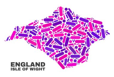 Noktalar ve çizgiler mozaik Wight Adası Haritası