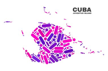 Noktalar ve çizgiler mozaik Juventud Adası Haritası