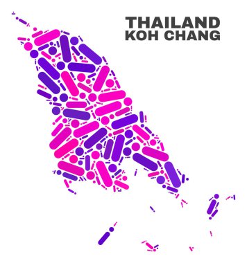 Mozaik Koh Chang Haritası noktalar ve çizgiler