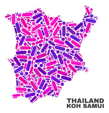 Mozaik Koh Samui Haritası noktalar ve çizgiler