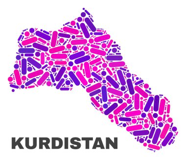 Mozaik Kürdistan Haritası noktalar ve çizgiler