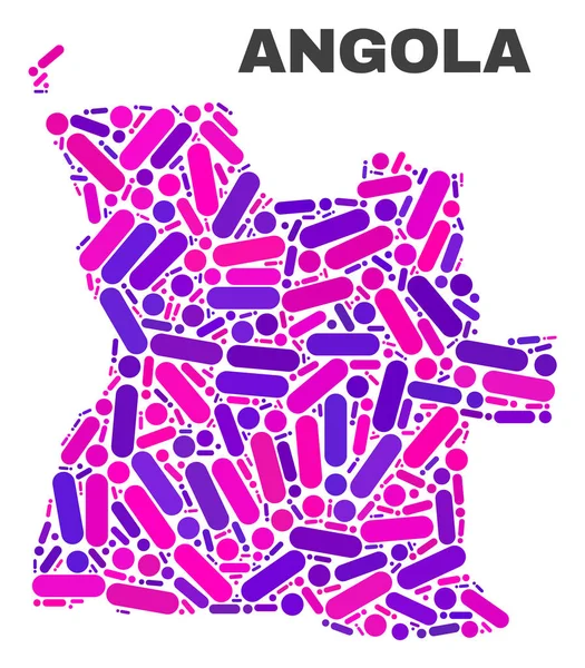 Мозаїчна Ангола Карта точок та рядків — стоковий вектор