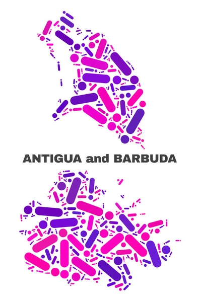 Mosaik Antigua und Barbuda Karte der Punkte und Linien — Stockvektor