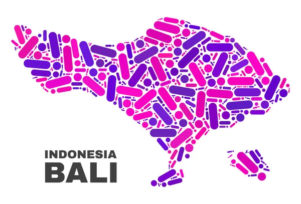 Mosaico Bali Mapa de puntos y líneas — Archivo Imágenes Vectoriales