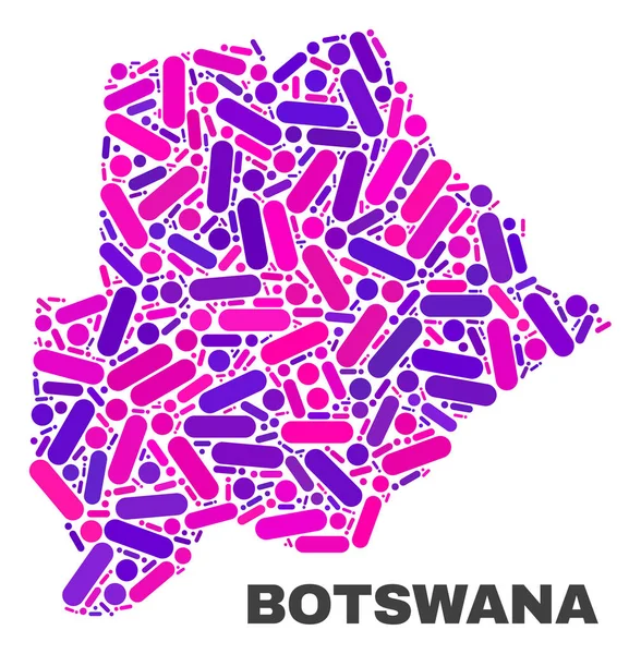 Mozaika Botswana mapa punktów i linii — Wektor stockowy