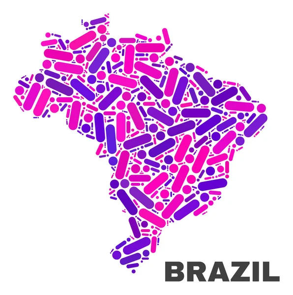 Mosaico Brasil Mapa de puntos y líneas — Archivo Imágenes Vectoriales