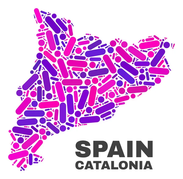Mosaic Catalonia Map of Dots and Lines — Stock Vector