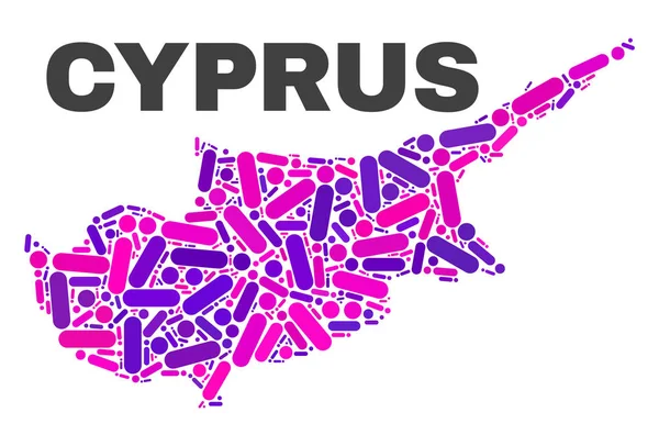 Mosaico Chipre Mapa dos pontos e linhas —  Vetores de Stock