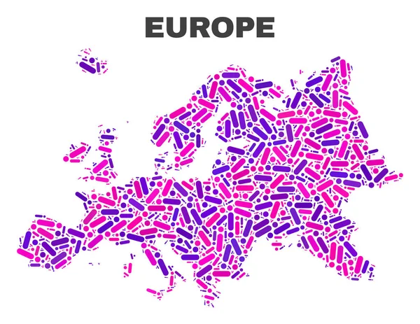 Mosaico de Europa Mapa de puntos y líneas — Vector de stock