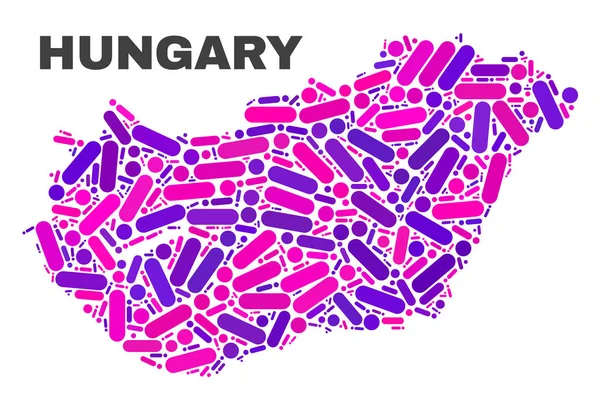 Mosaic Hungary Map of Dots and Lines
