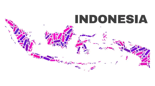 Mosaico Indonesia Mapa de puntos y líneas — Archivo Imágenes Vectoriales