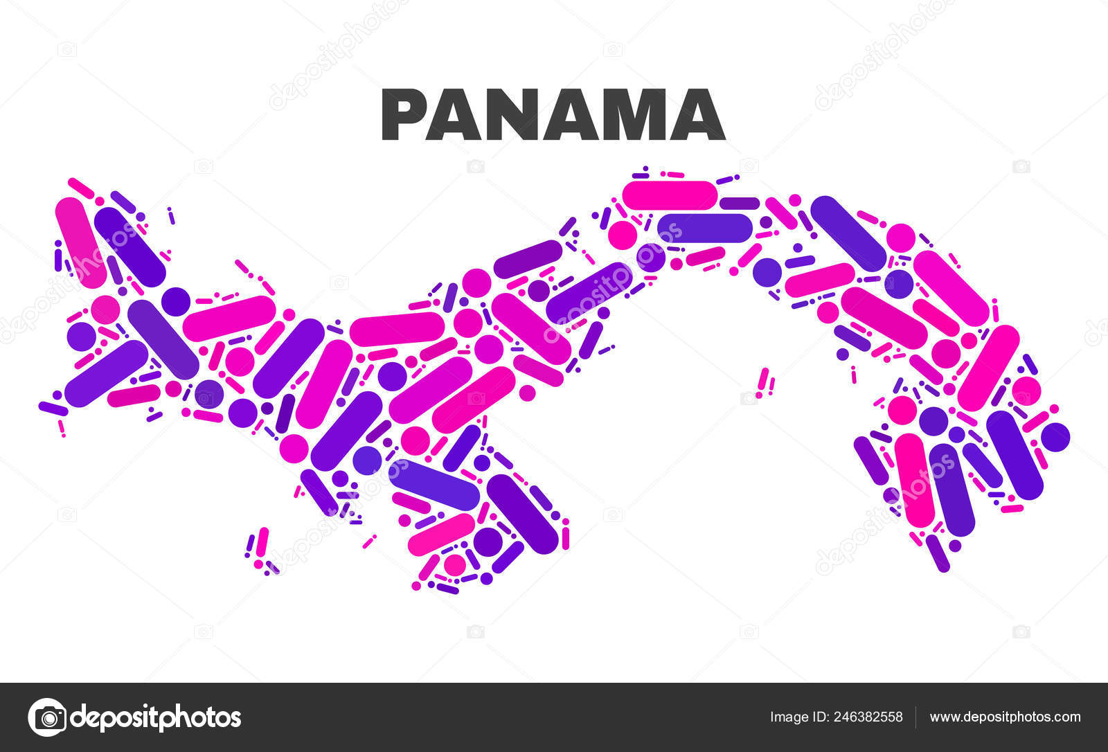 Mosaic Panama Map Of Dots And Lines Stock Vector
