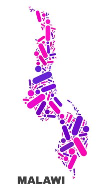 Noktalar ve çizgiler mozaik Malavi Haritası