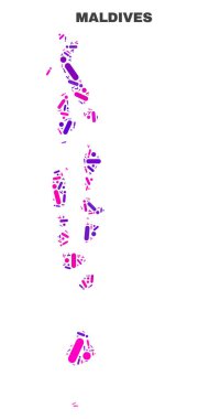 Noktalar ve çizgiler mozaik Maldivler Haritası
